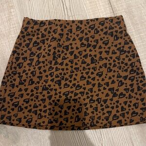 Old Navy Brown and Black Leopard Heart Print Mini Skirt